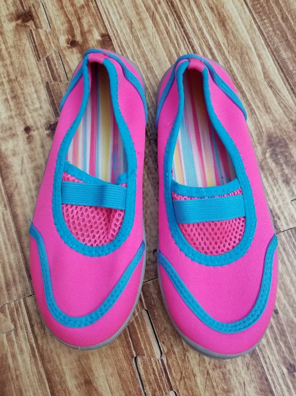 Athletic Works Pink & Teal Girls Swim Shoes - Size 13/1 Water Shoes